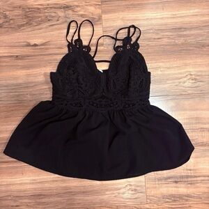 Elegant Black Lace Women's Blouse